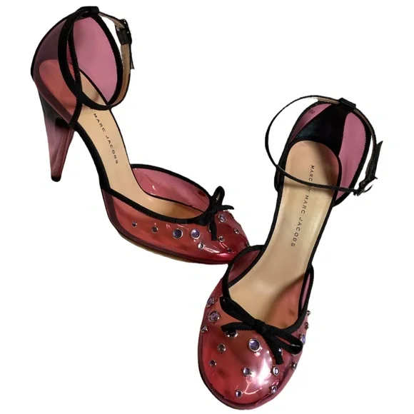 New Marc By Marc Jacobs Cinderella Heels Clear Pink Size 8.5 - Picture 1 of 6